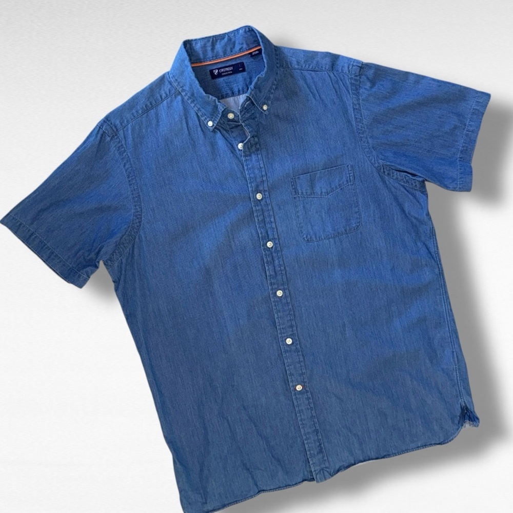 Cremieux Collection Chambray Denim Short Sleeve Button Down Shirt Large